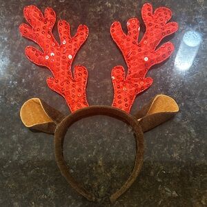 Festive Red Sequin Reindeer Antlers Headband